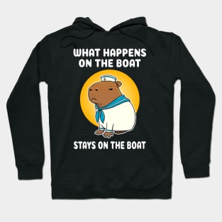 What happens on the boat stays on the boat Cartoon Capybara Sailor Hoodie